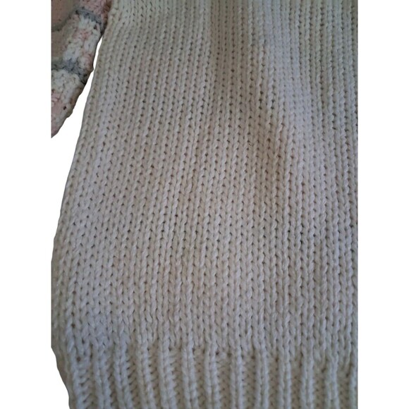 Vintage Margules Hand Knit Sweater Women's Medium Cream Pink Grannycore‎ Grandma - Picture 10 of 12